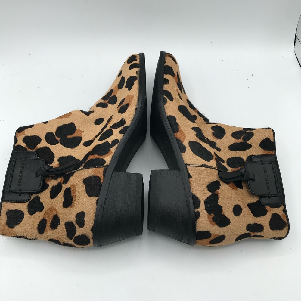 NWOB COLE HAAN Grand‎ OS Sz 6 Joanna Calf Hair Leopard Animal Print Bootie Boots - Picture 13 of 14